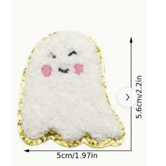 New! White & Gold GHOST Patch & Necklace - Halloween Two Piece Set - Picture 6 of 8